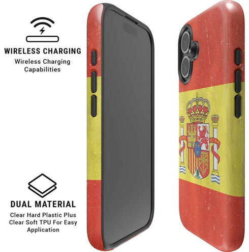 Spain Flag Distressed iPhone 16 Magsafe Impact Case